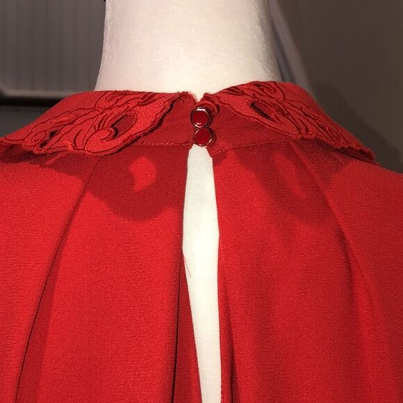 TED BAKER LONDON Red Sleeveless Holiday Dress Keyhole Accent On Back Sz 2 - Picture 11 of 16